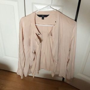 Blush colored bomber style jacket